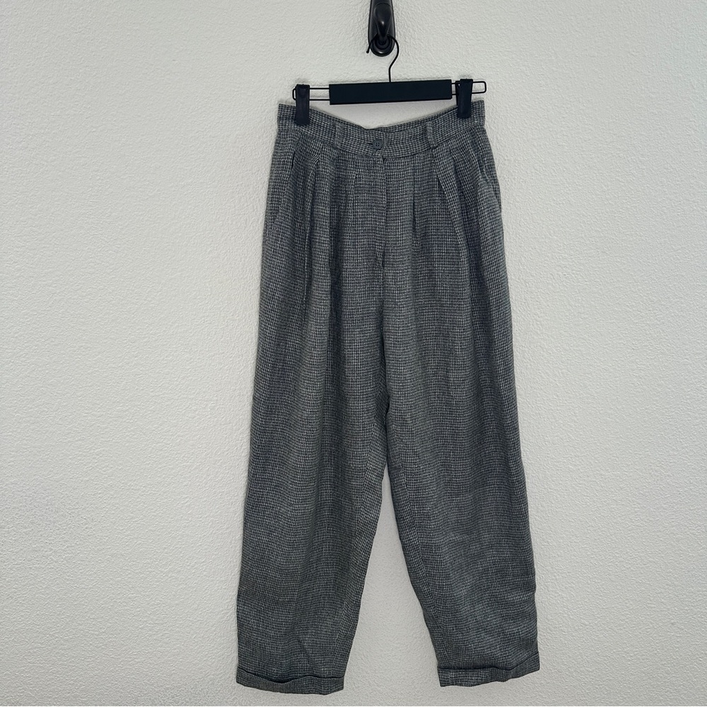 Kenzo Paris Vintage High Waist Black 100% Linen Straight Leg Trousers 38 Rare - Picture 3 of 9